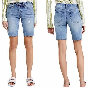 Habitual Kaylee Mid Rise Bermuda Raw Hem Blue Jean Shorts Size 27 NEW